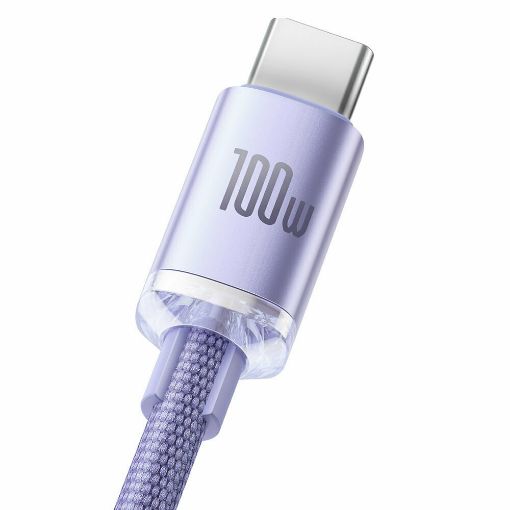 Εικόνα της Καλώδιο Baseus Crystal Shine USB to USB-C 100W 2m Purple CAJY000505