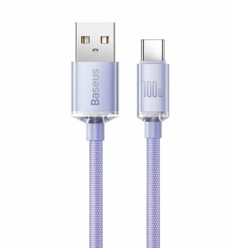 Εικόνα της Καλώδιο Baseus Crystal Shine USB to USB-C 100W 2m Purple CAJY000505