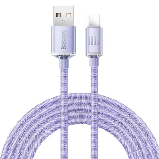 Εικόνα της Καλώδιο Baseus Crystal Shine USB to USB-C 100W 2m Purple CAJY000505