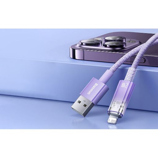 Εικόνα της Καλώδιο Baseus Explorer Fast Charging USB-A to Lightning 1m 2.4A Purple CATS010005