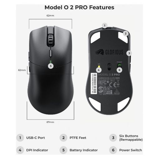 Εικόνα της Ποντίκι Glorious PC Gaming Race Model O 2 PRO Wireless 1K Black GLO-MS-POWV2-1K-B