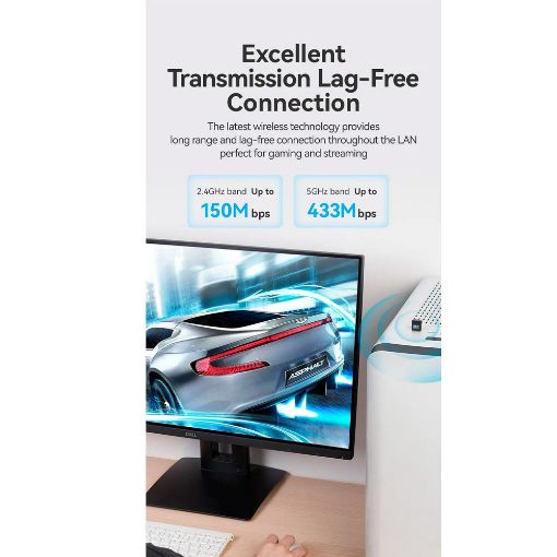 Εικόνα της WiFi USB Adapter Vention AC600 Dual-Band Black KDSB0