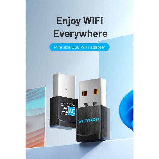 Εικόνα της WiFi USB Adapter Vention AC600 Dual-Band Black KDSB0