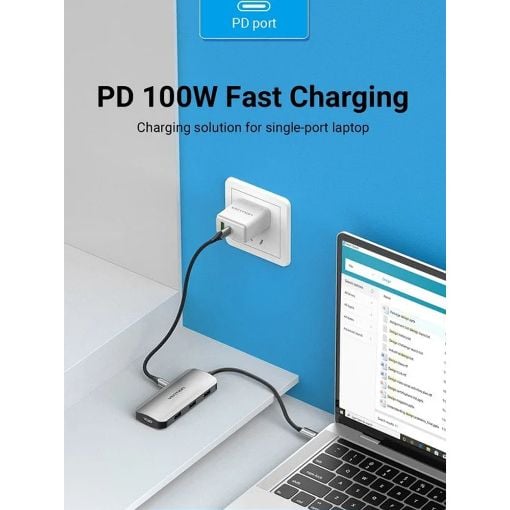 Εικόνα της Docking Station Vention USB-C 6-Port to HDMI/USB 3.0x3/PD Gray TODHB