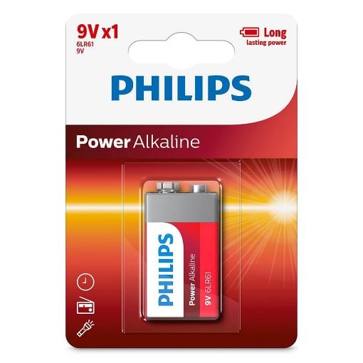 Εικόνα της Αλκαλική Μπαταρία 9V Philips Power 1 Τμχ 6LR61P1B/10