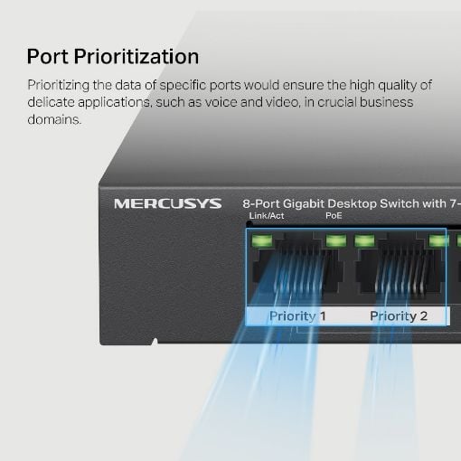 Εικόνα της Switch Mercusys MS108GP Desktop 8-Port Gigabit with 7-Port PoE+