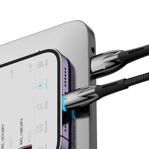 Εικόνα της Καλώδιο Baseus Glimmer USB-A to Lightning 2.4A 1m Black CADH000201