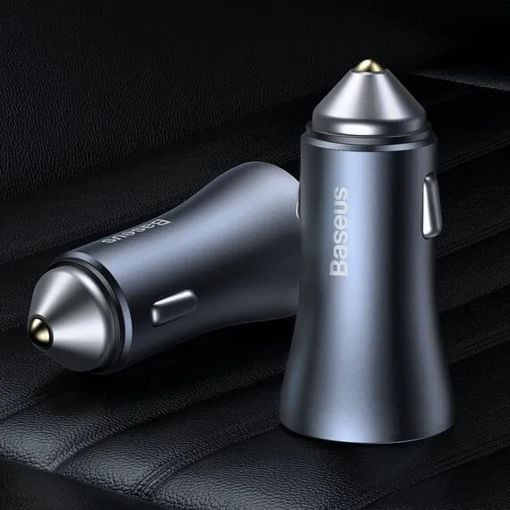 Εικόνα της Φορτιστής Αυτοκινήτου Baseus Golden Contactor Pro Dual USB-A 40W Gray + Καλώδιο USB-A σε USB-C 1m TZCCJD-A0G