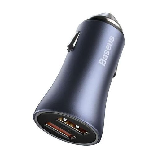 Εικόνα της Φορτιστής Αυτοκινήτου Baseus Golden Contactor Pro Dual USB-A 40W Gray + Καλώδιο USB-A σε USB-C 1m TZCCJD-A0G