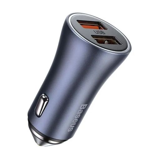 Εικόνα της Φορτιστής Αυτοκινήτου Baseus Golden Contactor Pro Dual USB-A 40W Gray + Καλώδιο USB-A σε USB-C 1m TZCCJD-A0G