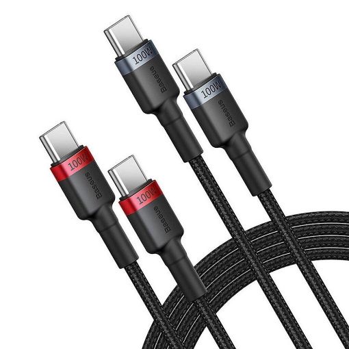 Εικόνα της Σετ Καλώδια Baseus Cafule USB-C to USB-C 100W 2m 2psc Red/Black & Grey/Black P10318306003-01