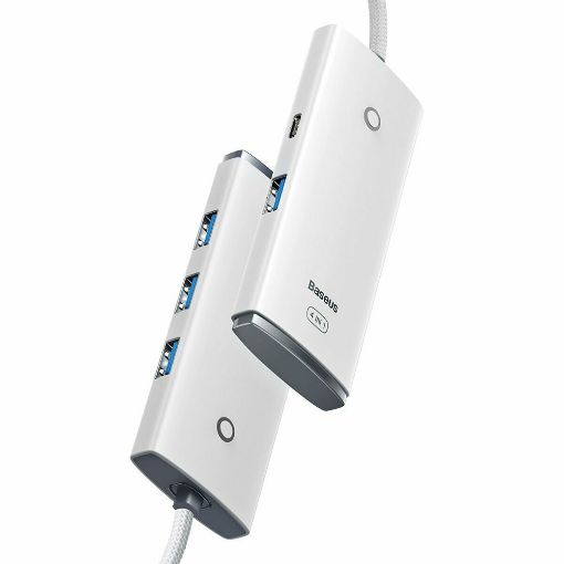 Εικόνα της USB Hub Baseus Lite Series USB-C to 4x USB 3.0 & USB-C 25cm White WKQX030302