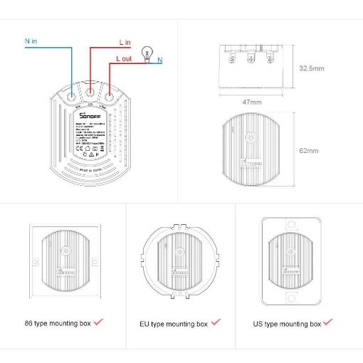 Εικόνα της Smart Dimmer Switch Sonoff D1 Wi-Fi & RF Black/White M0802010005