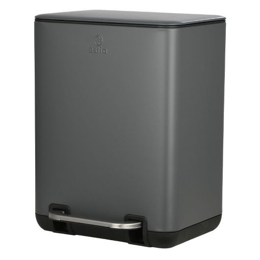 Εικόνα της Καλαθάκι Μπάνιου Estia Cubic Μεταλλικό Soft Close 6lt Grey 02-20965