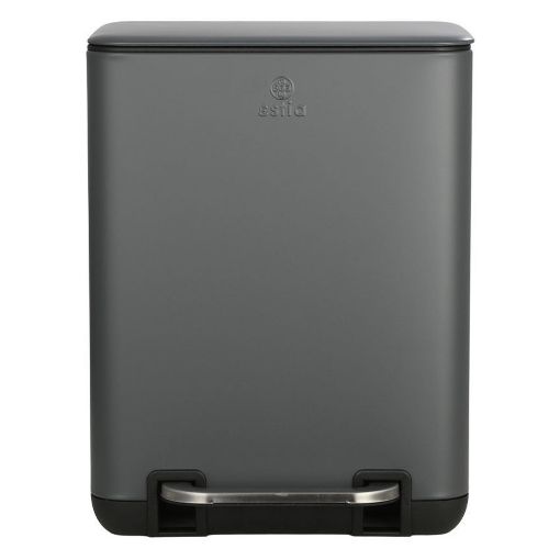 Εικόνα της Καλαθάκι Μπάνιου Estia Cubic Μεταλλικό Soft Close 6lt Grey 02-20965