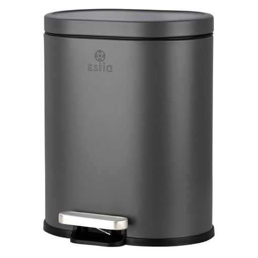 Εικόνα της Καλαθάκι Μπάνιου Estia Ovoid Μεταλλικό Soft Close 6lt Grey 02-21443