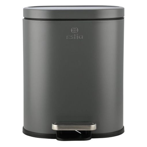 Εικόνα της Καλαθάκι Μπάνιου Estia Ovoid Μεταλλικό Soft Close 6lt Grey 02-21443