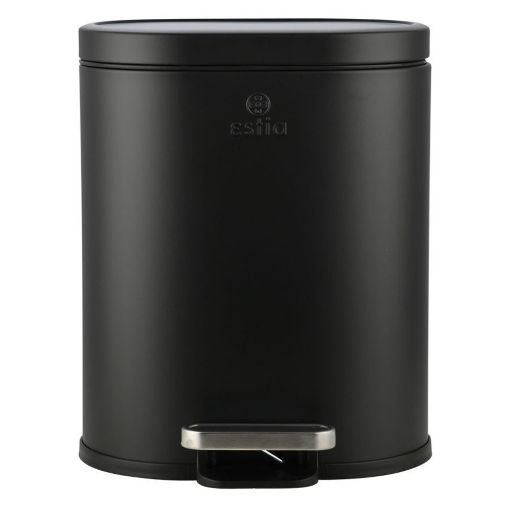 Εικόνα της Καλαθάκι Μπάνιου Estia Ovoid Μεταλλικό Soft Close 6lt Black 02-21436