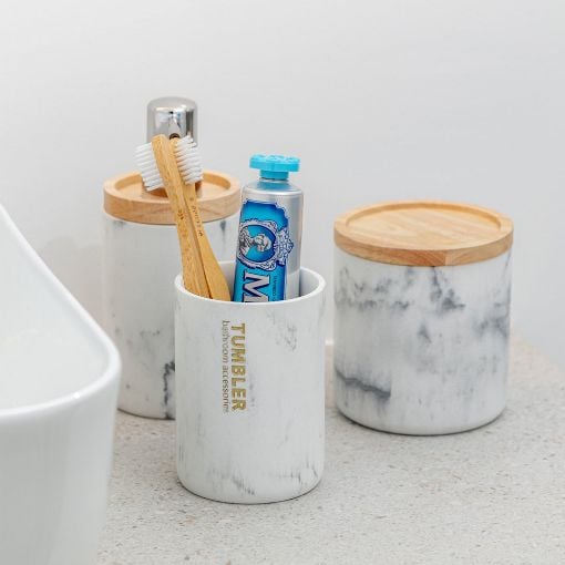 Εικόνα της Δοχείο για Βαμβάκι Estia Marble 02-21818