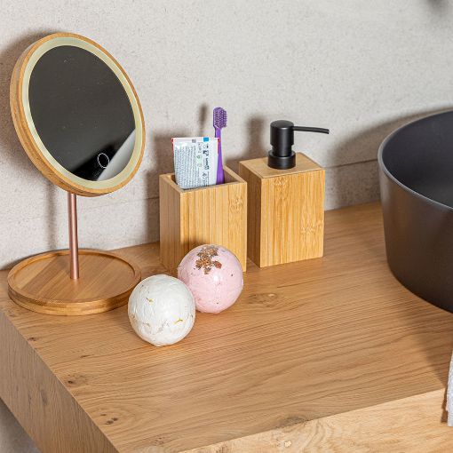Εικόνα της Αντλία Σαπουνιού Estia Bamboo Essentials Τετράγωνη 8.2x7.5x17.5cm 02-13080