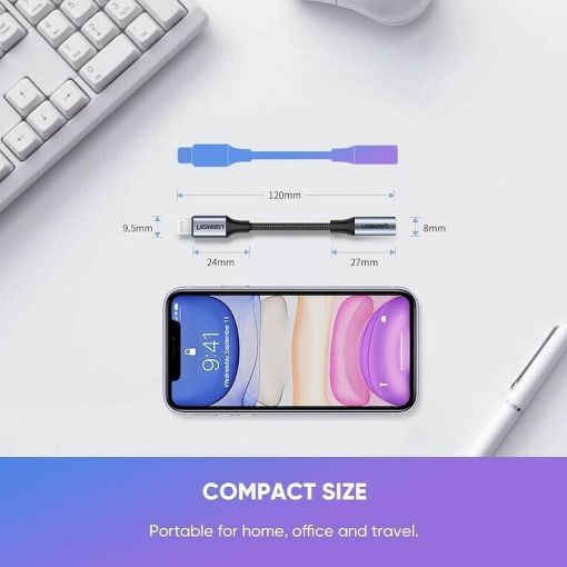 Εικόνα της Headphone Adapter Ugreen Lightning to 3.5mm F Black 30756