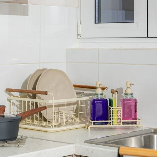 Εικόνα της Πιατοθήκη Allure Μεταλλική Estia με Ξύλινες Λαβές Ivory 01-24925