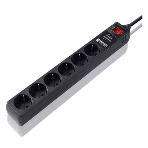 Εικόνα της Πολύπριζο Ασφαλείας 6 Θέσεων Crystal Audio 1300J 70dB Black CP6-1300-70B