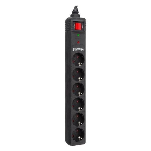 Εικόνα της Πολύπριζο Ασφαλείας 6 Θέσεων Crystal Audio 1300J 70dB Black CP6-1300-70B