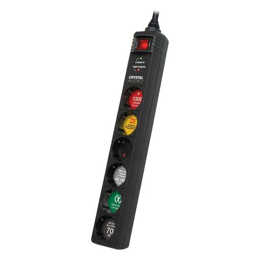 Εικόνα της Πολύπριζο Ασφαλείας 6 Θέσεων Crystal Audio 1300J 70dB Black CP6-1300-70B