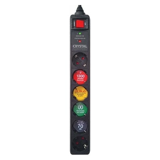 Εικόνα της Πολύπριζο Ασφαλείας 6 Θέσεων Crystal Audio 1300J 70dB Black CP6-1300-70B