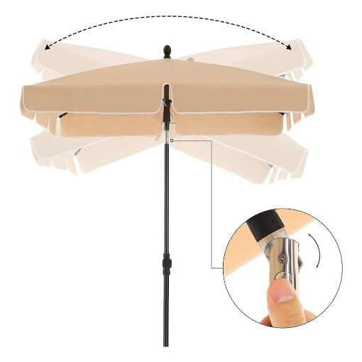 Εικόνα της Songmics Ομπρέλα Δαπέδου Oρθογώνια Μεταλλική 1.8 x 1.25 m Taupe GPU180K01