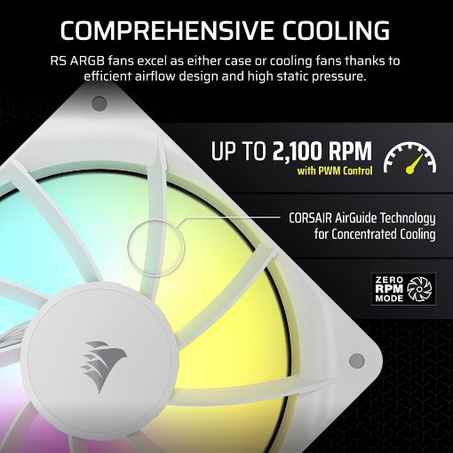 Εικόνα της Case Fan Corsair RS120 120mm ARGB PWM (3-Pack) White CO-9050185-WW