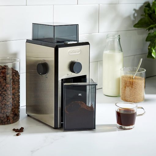 Εικόνα της Μύλος Άλεσης Καφέ De'Longhi KG89 110W 120gr 16 Επίπεδα Άλεσης Ασημί 177111026