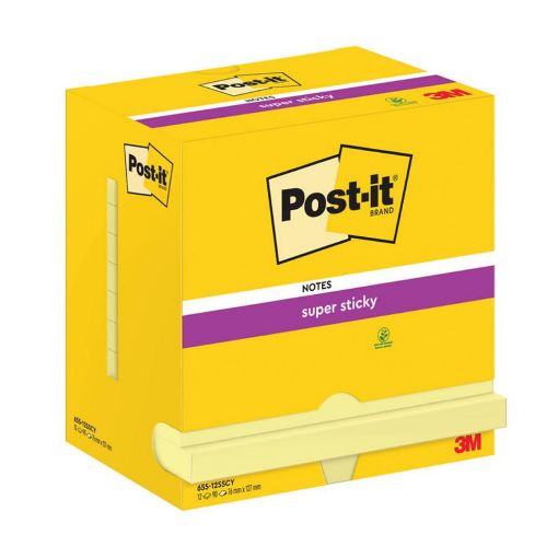 Εικόνα της Αυτοκόλλητα Χαρτάκια 3M Post-it Super Sticky 90 Φύλλα 76 x127 mm Κίτρινα 655-12SSCY-EU