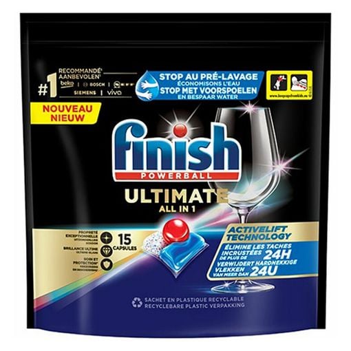 Εικόνα της Κάψουλες Πλυντηρίου Πιάτων Finish Ultimate All in One 15τμχ