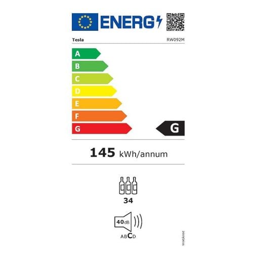 Εικόνα της Συντηρητής Κρασιών Tesla 34 Φιαλών Black RW092M