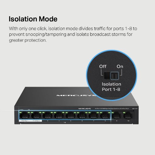 Εικόνα της Switch Mercusys MS110P 10-Port 10/100Mbps with 8-Port PoE+