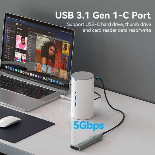 Εικόνα της Docking Station Vention 12-in-1 USB-C Vertical Type EU White TPHWC-EU