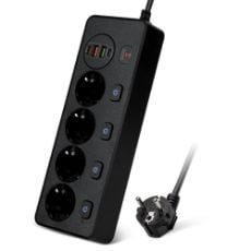 Εικόνα της Πολύπριζο Ασφαλείας TU-XIN 4 Θέσεων & USB-A/USB-C 2m Μαύρο TX-6EU-USB-B