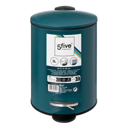 Εικόνα της Kαλάθι Απορριμμάτων 5Five Petrol 3L 22.5x17x23cm 74528P