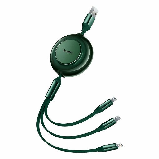 Εικόνα της Καλώδιο Baseus Bright Mirror II 3in1 USB to Type-C / Lightning / micro USB 3.5A 1.1m Green CAMJ010006