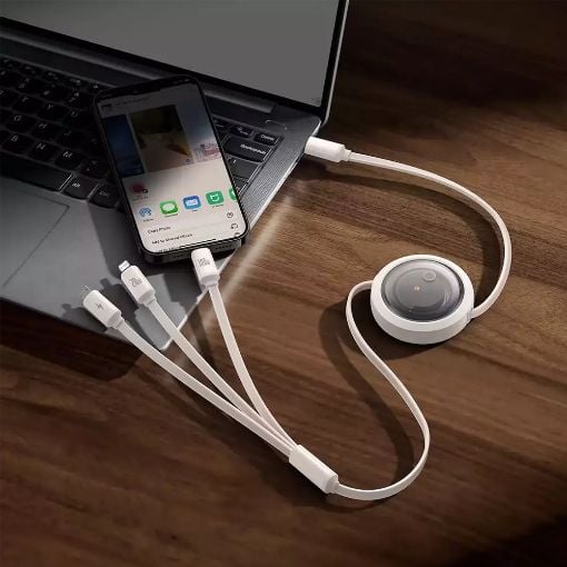Εικόνα της Καλώδιο Baseus Free2Draw 3in1 USB to Type-C / Lightning / micro USB 100W PD 1.1m White P10368700211-03