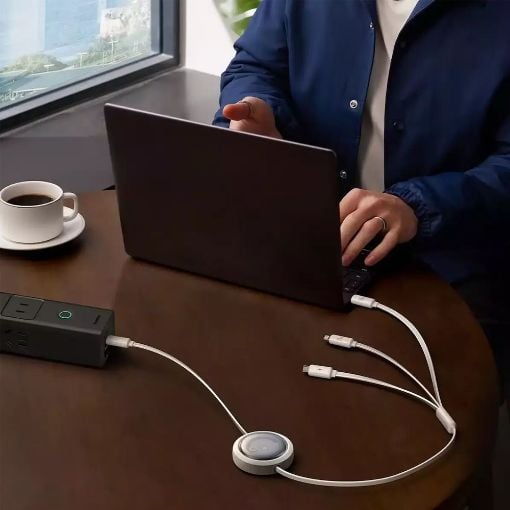 Εικόνα της Καλώδιο Baseus Free2Draw 3in1 USB to Type-C / Lightning / micro USB 100W PD 1.1m White P10368700211-03