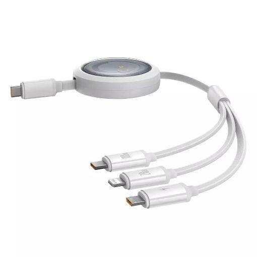 Εικόνα της Καλώδιο Baseus Free2Draw 3in1 USB to Type-C / Lightning / micro USB 100W PD 1.1m White P10368700211-03