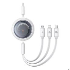 Εικόνα της Καλώδιο Baseus Free2Draw 3in1 USB to Type-C / Lightning / micro USB 100W PD 1.1m White P10368700211-03