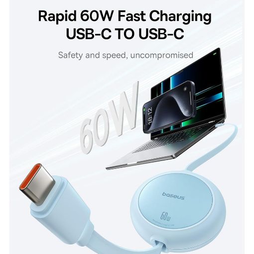 Εικόνα της Καλώδιο Baseus Free2Pull Mini USB-C to USB-C 60W 1m Βlue P10364500311-01