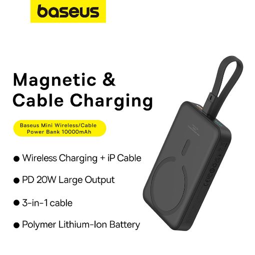 Εικόνα της Power Bank Baseus Mini 10000mAh USB-C / Καλώδιο Lightning & MagSafe 20W Black P10022109113-00
