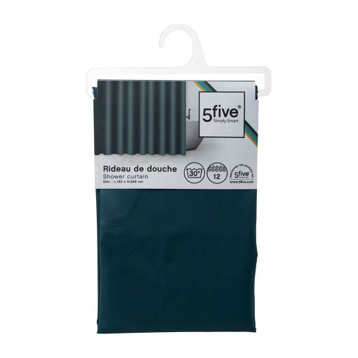 Εικόνα της Κουρτίνα Μπάνιου 5Five Colorama Petrol Βlue 180x200cm 138006P