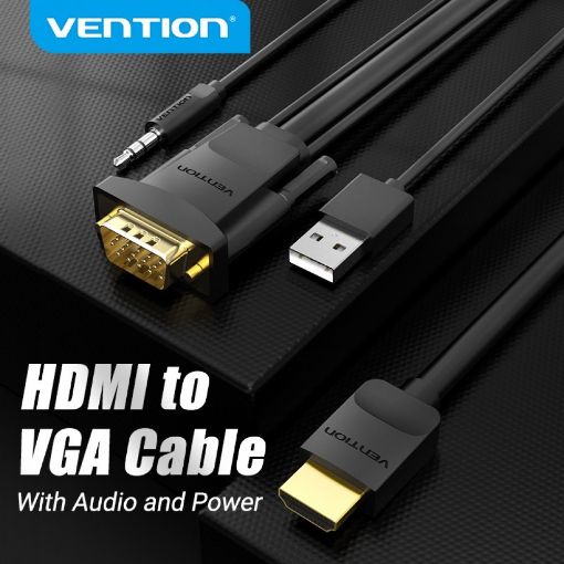 Εικόνα της Καλώδιο Vention HDMI to VGA with Audio Output & USB Power Supply 1.5m Black ABIBG
