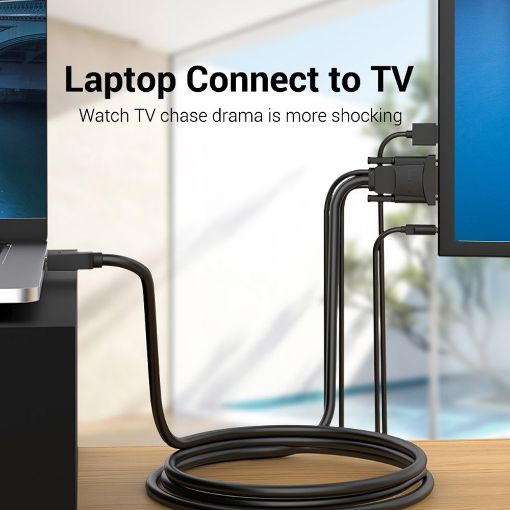 Εικόνα της Καλώδιο Vention HDMI to VGA with Audio Output & USB Power Supply 2m Black ABIBH